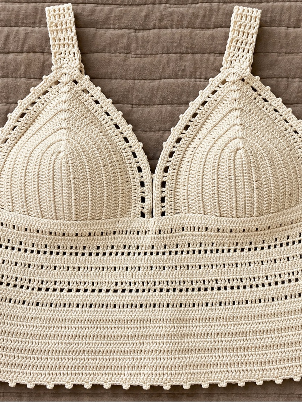 One-of-a-Kind Handmade Crochet Bustier Top S Adjustable Lace-Up Back
